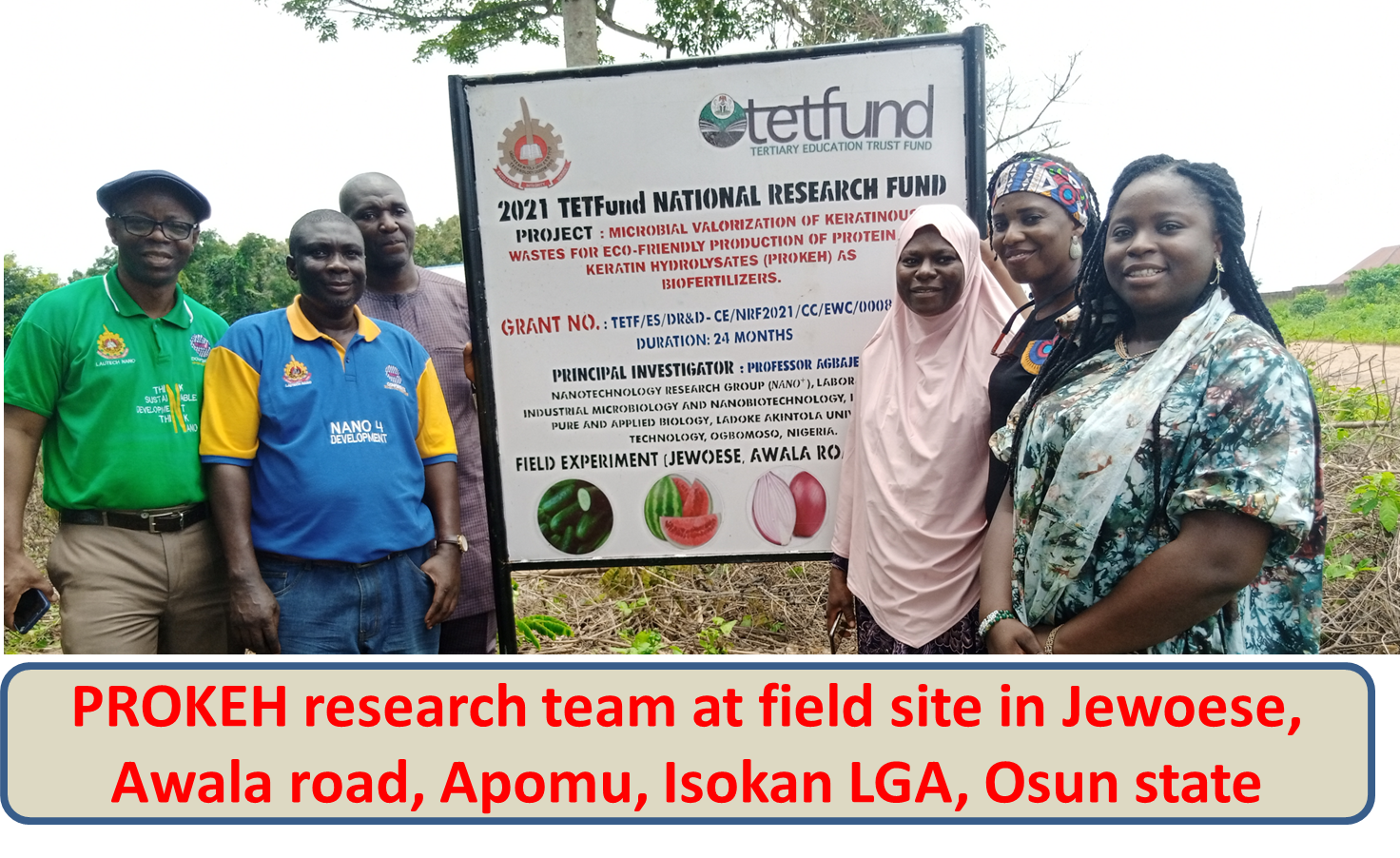 PROKEH research team members at project site, Jewoese, Apomu